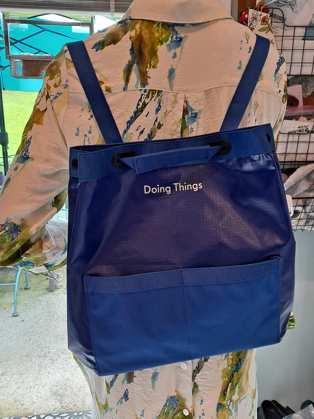Outdoor Voices Blue 'Doing Things' Tote-Style Backpack Durable Weather Resistant